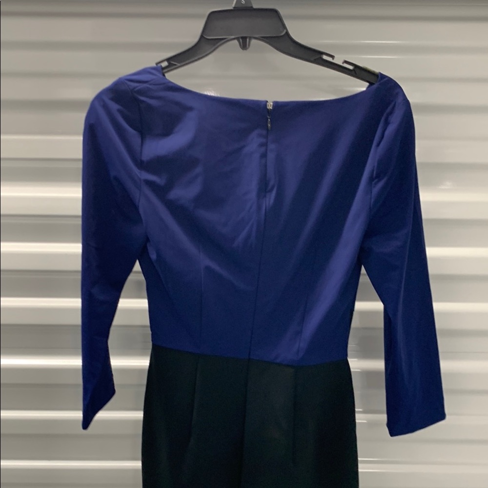 Blue Asymmetrical Ruched Sheath Dress - Picture 11 of 13